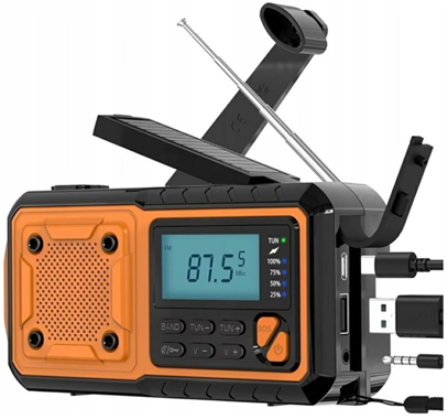 Beline Radio awaryjne AM/FM IPX3 z dynamem, latarką, powerbankiem