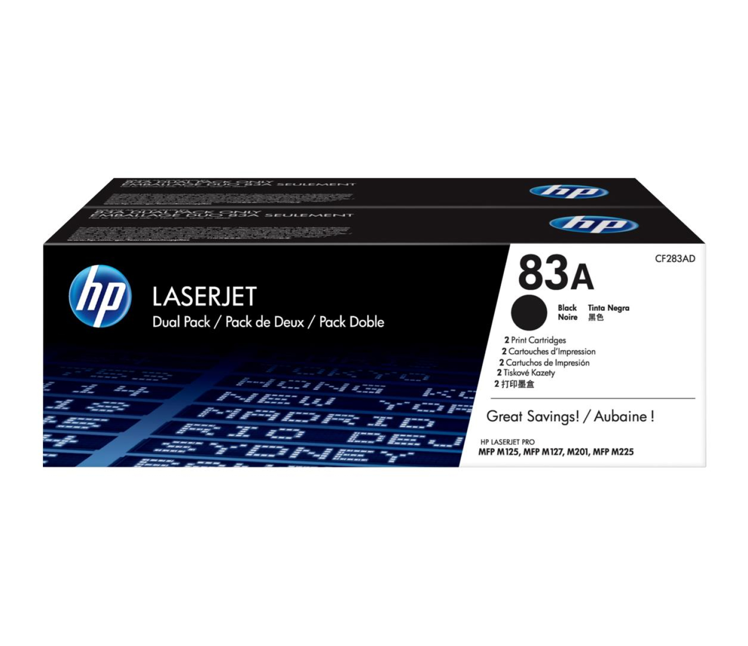 HP Toner 83A Black 1.5k Dual Pack CF283AD