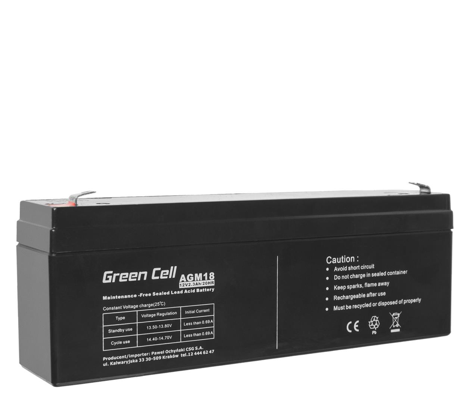 Green Cell Akumulator AGM VRLA  12V 2.3Ah
