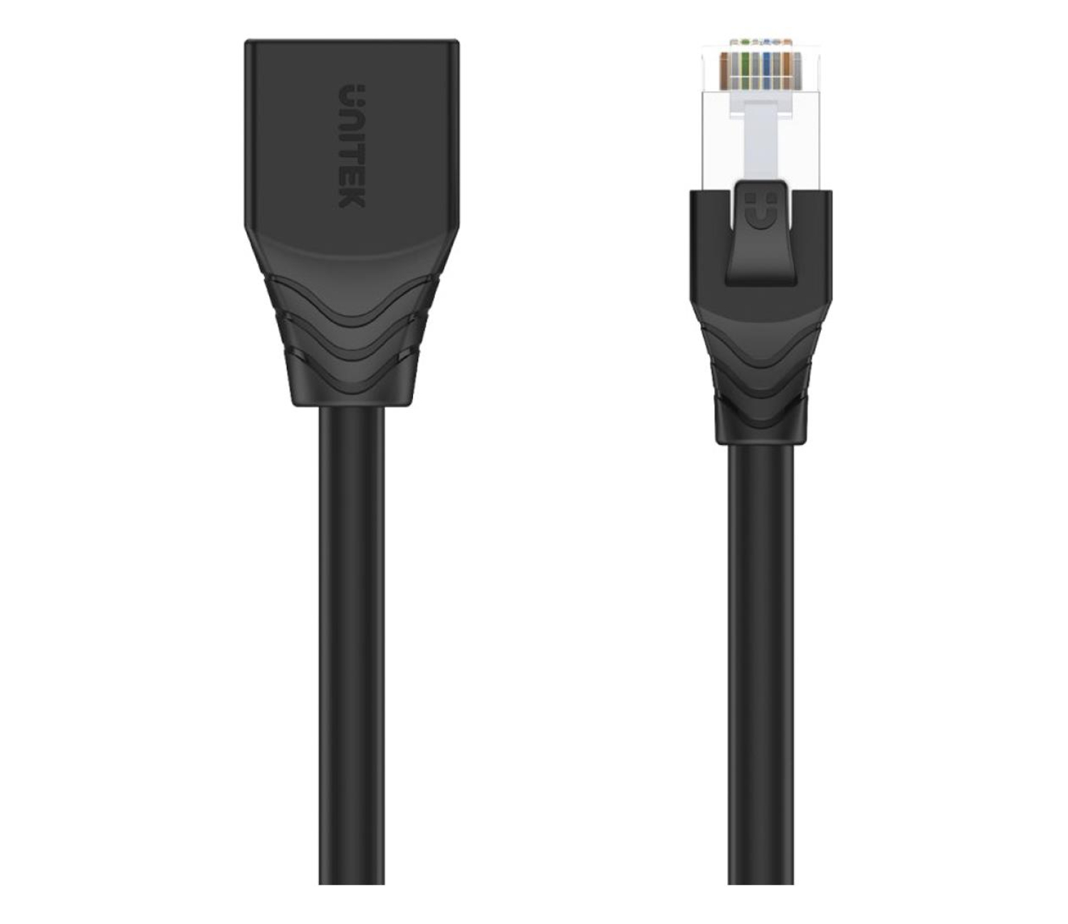 Unitek C1896BK RJ-45 (8P8C) M-F Cat 6 STP 0,5m Czarny