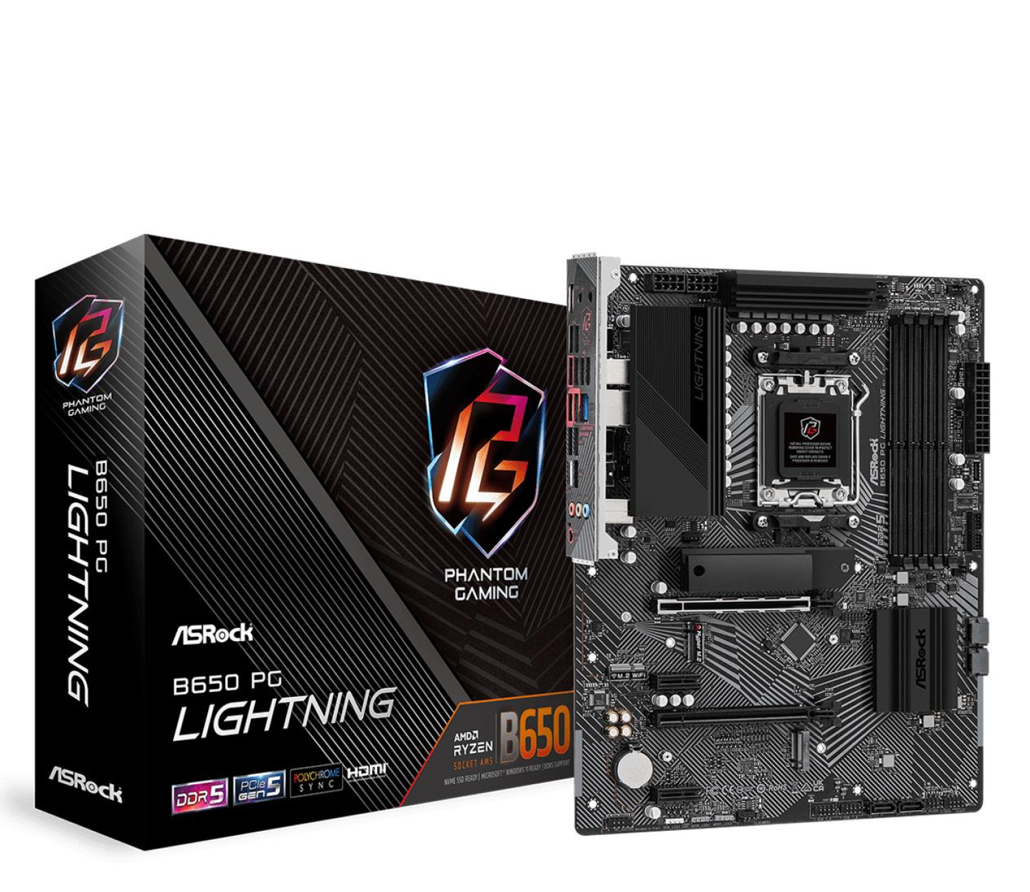 ASRock Płyta główna B650 PG LIGHTNING AM5 4DDR5 HDMI M.2 ATX