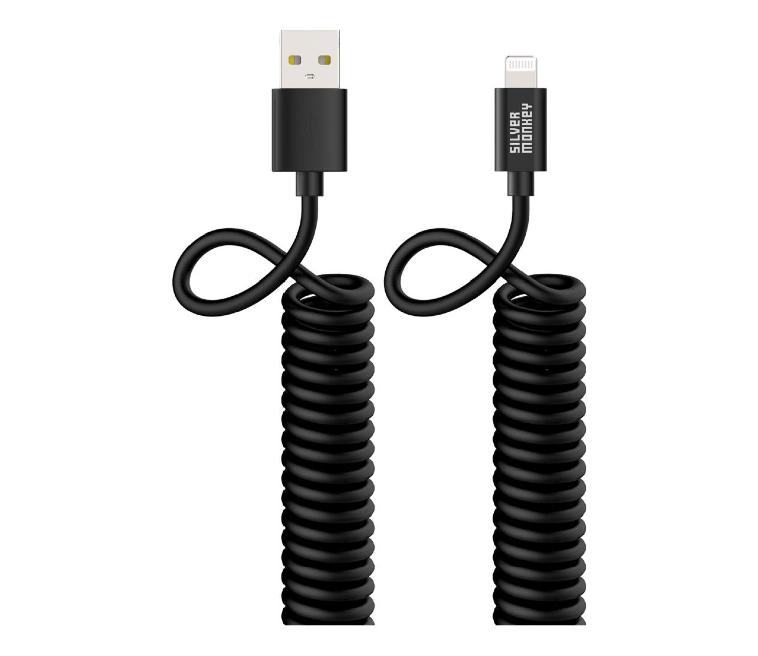 Silver Monkey Kabel sprężynowy USB-A - Lightning MFI 1m