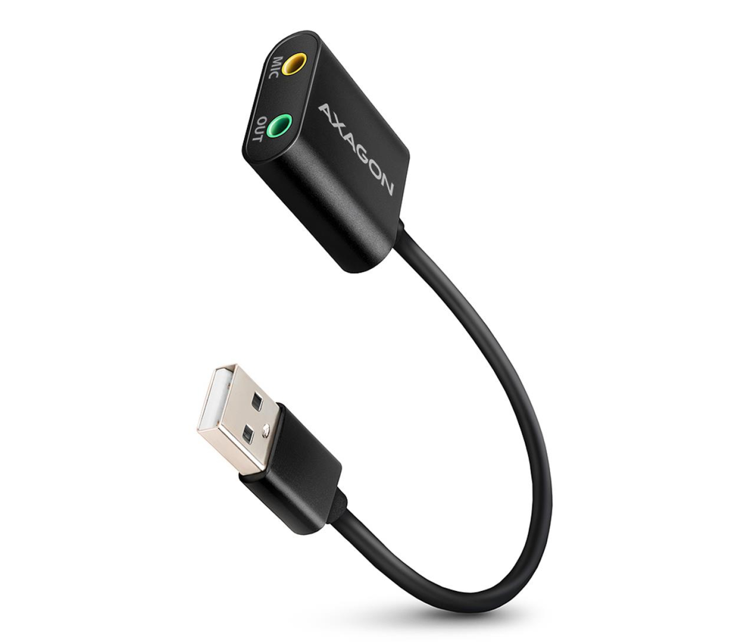 AXAGON ADA-12 Zewnętrzna karta dzwiękowa USB 2.0 48kHz/16-bit stereo, metal, kabel USB-A 15 cm