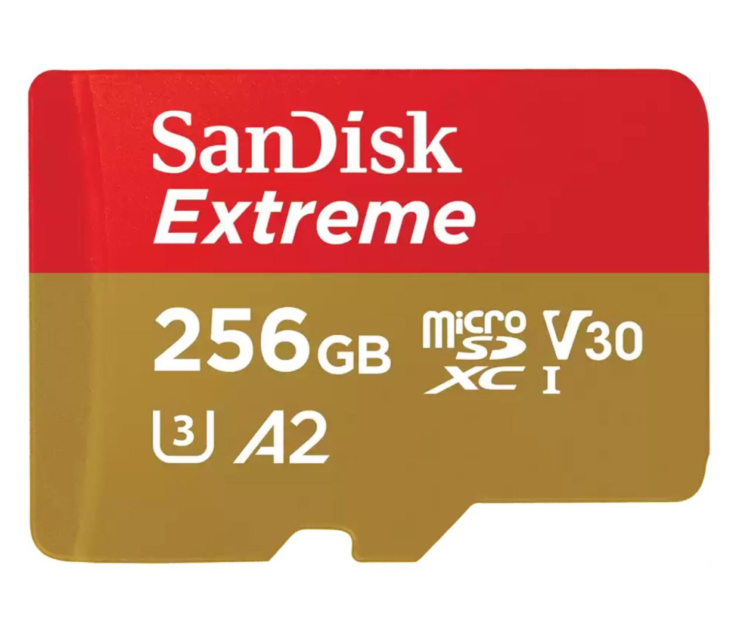 Sandisk 256GB microSDXC Extreme 190MB/s A2 C10 V30 UHS-I U3