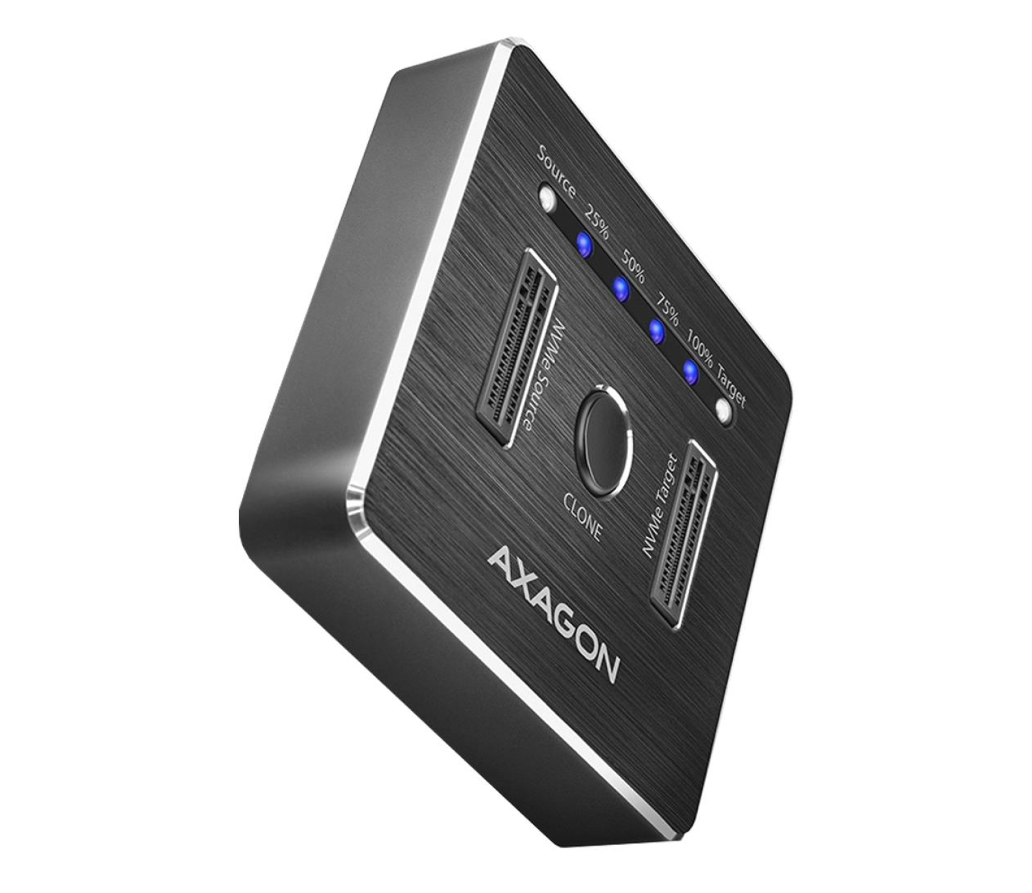 AXAGON ADSA-M2C Stacja dokująca USB-C 10Gbps na 2x dysk M.2 NVMe 2230-22110, klonowanie bez PC, chłodzenie pasywne, zasilacz, kable USB-C i USB-A, cza