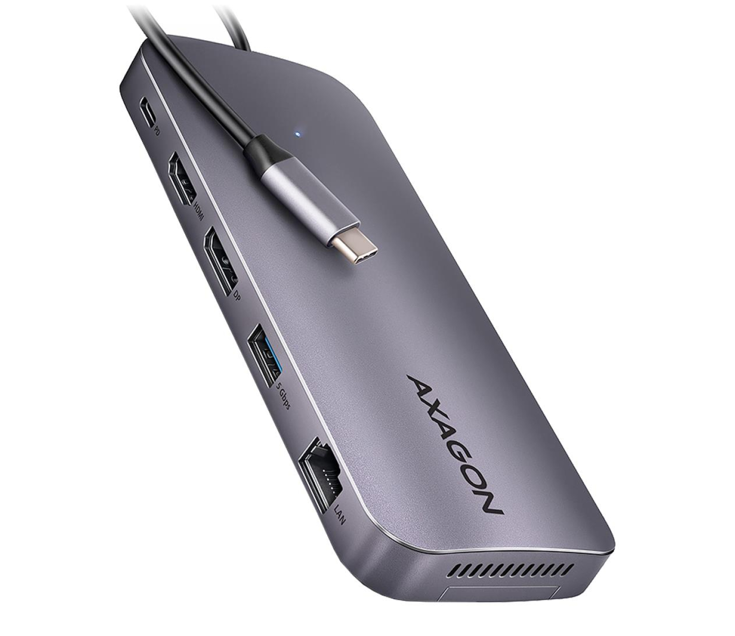 Axagon USB 12 in1 10Gbps, 3x USB-A, USB-C, HDMI, DP, RJ-45, M.