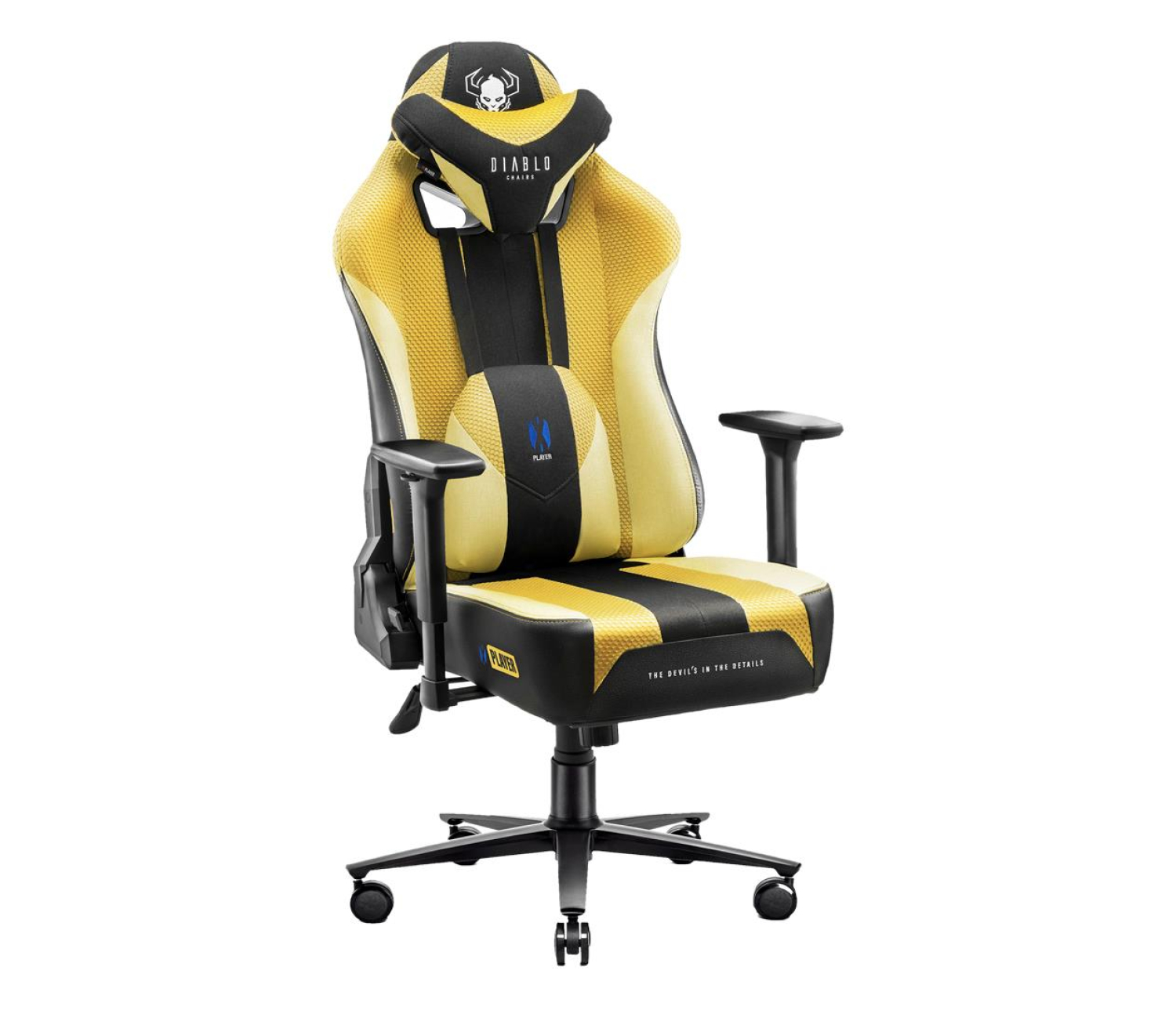 Diablo Chairs X-Player 2.0 Normal Size Gamingowy do 150kg Skóra ECO Tkanina Dark sunflower