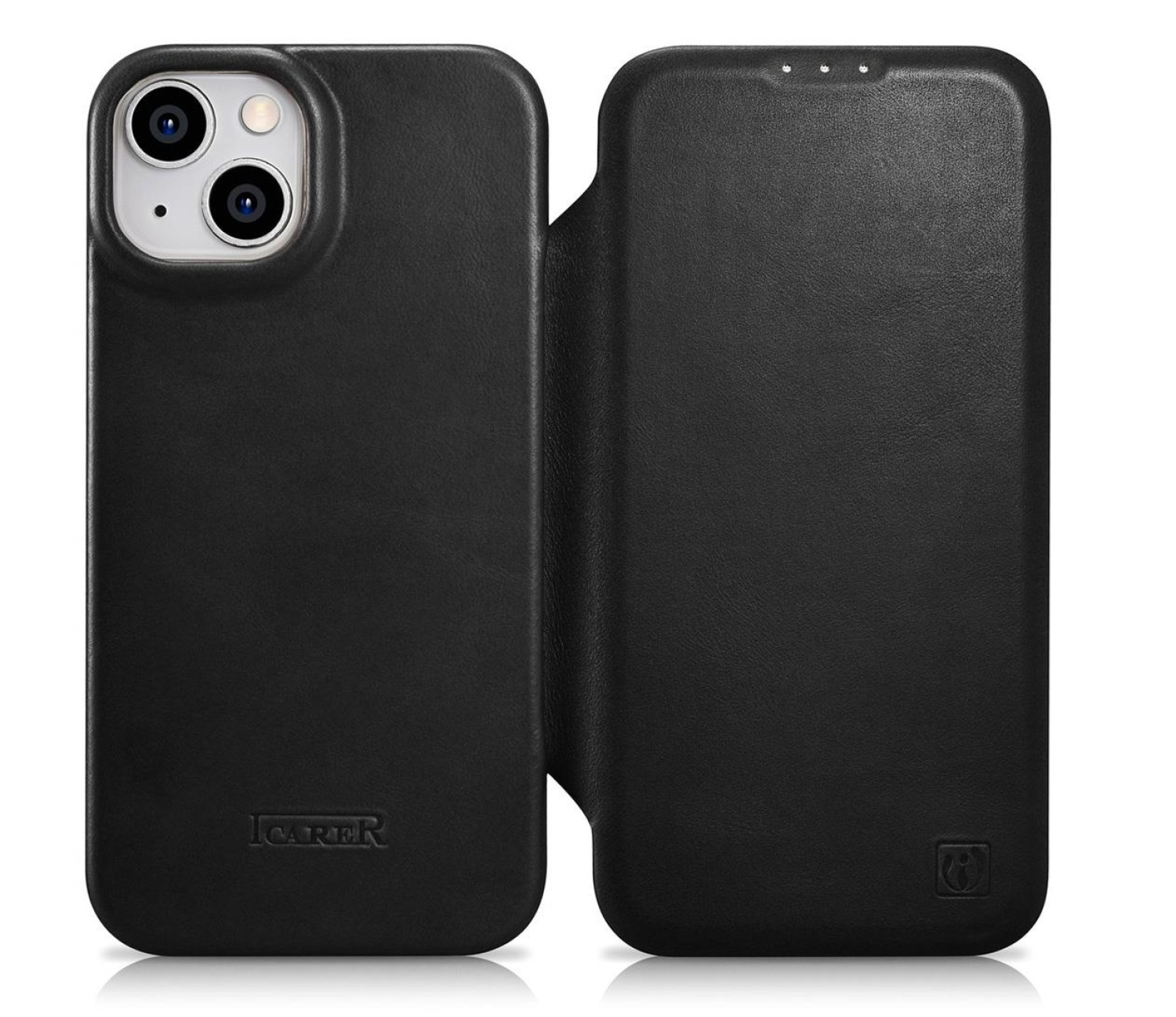 iCarer Premium Leather Folio Case Oil Wax do iPhone 14 Plus