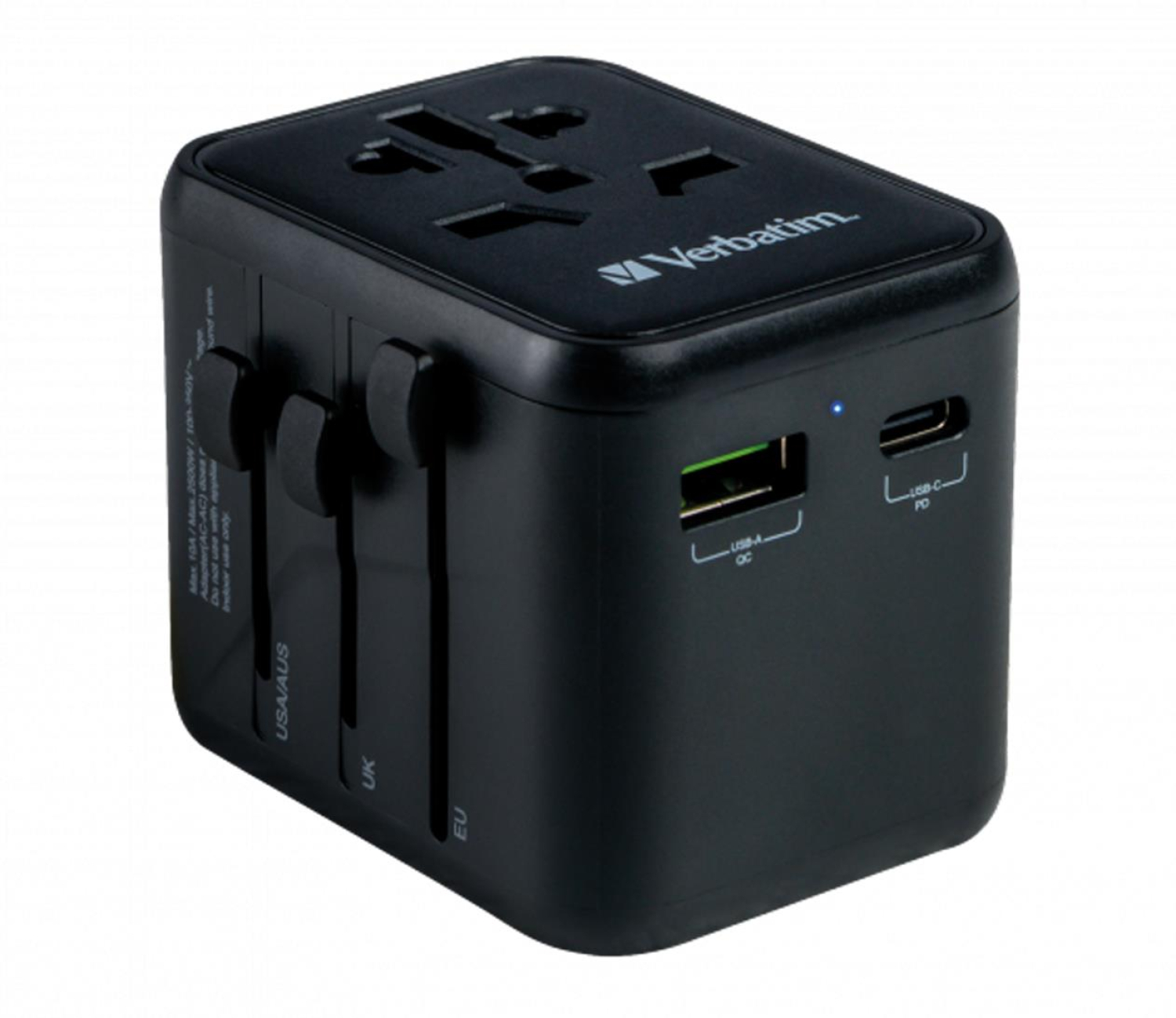 Verbatim Uniwersalny adapter podróżny UTA-02 USB-C PD 20W USB-A QC