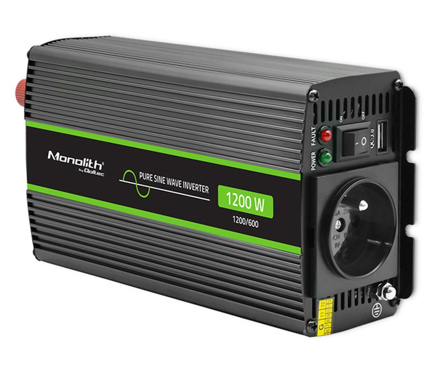 Qoltec Przetwornica napięcia 600W/1200W 24V na 230V