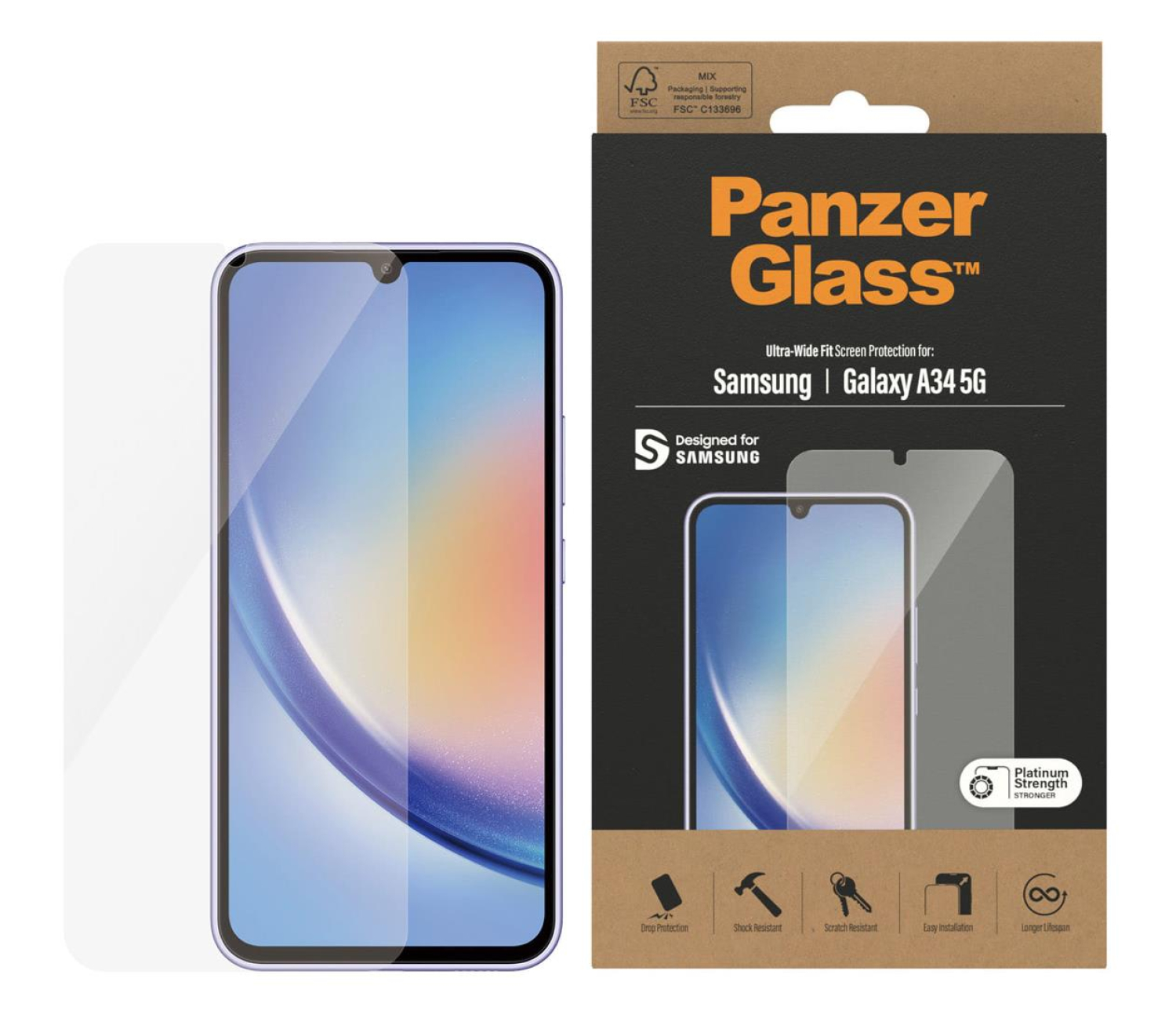 PanzerGlass Ultra-Wide Fit do Samsung Galaxy A34