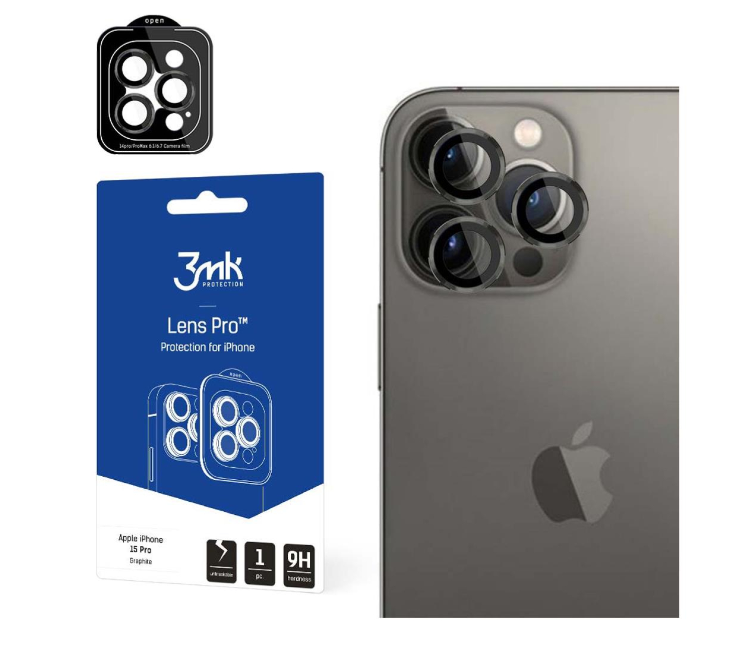 3mk Lens Protection Pro do iPhone 15 Pro Max Graphite