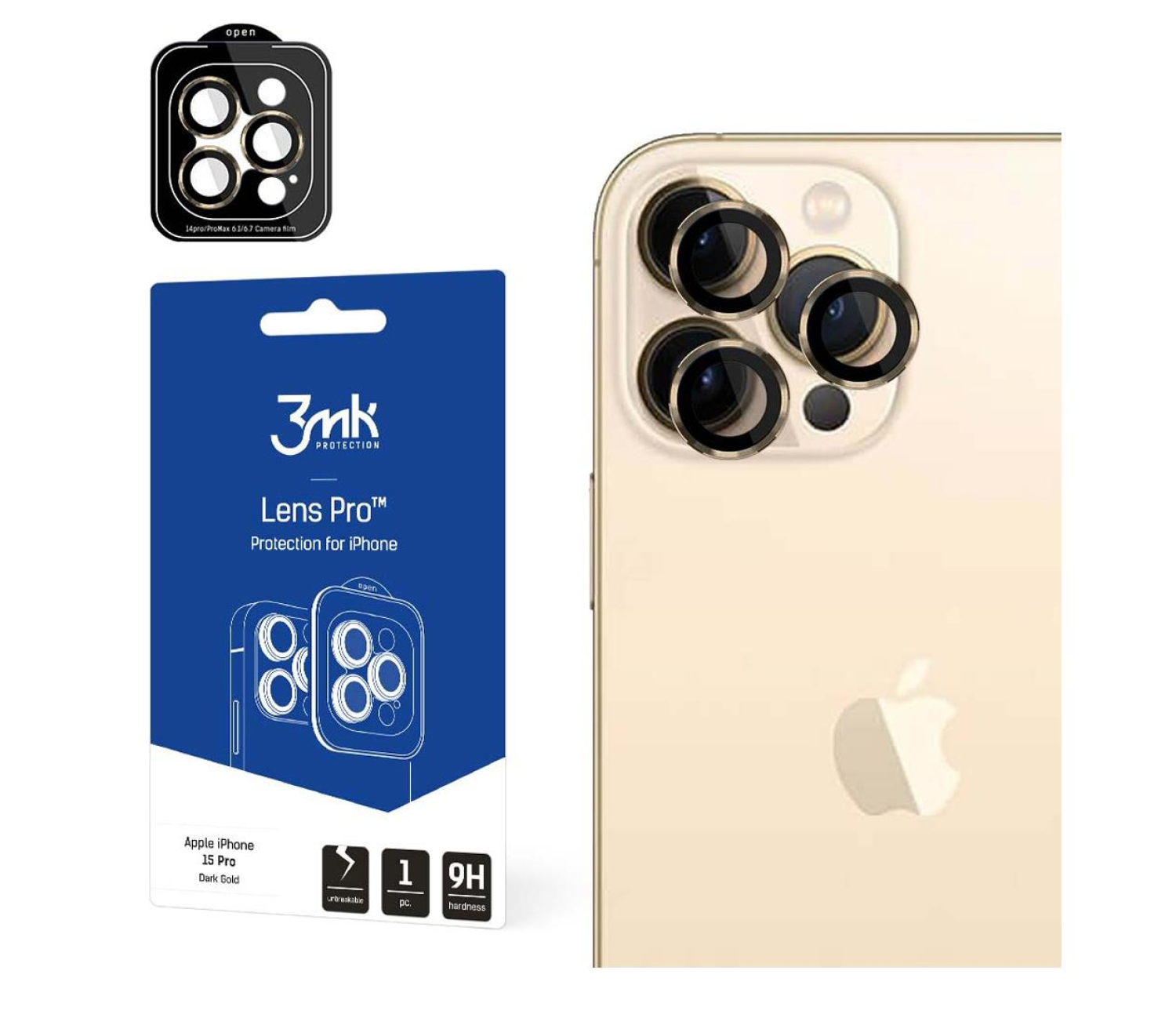 3mk Lens Protection Pro do iPhone 15 Pro Dark Gold