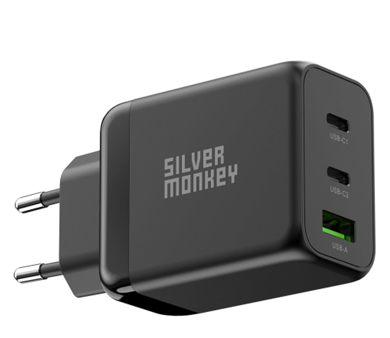 Silver Monkey Ładowarka sieciowa GaN 65W USB-C PD USB 3.0 QC B