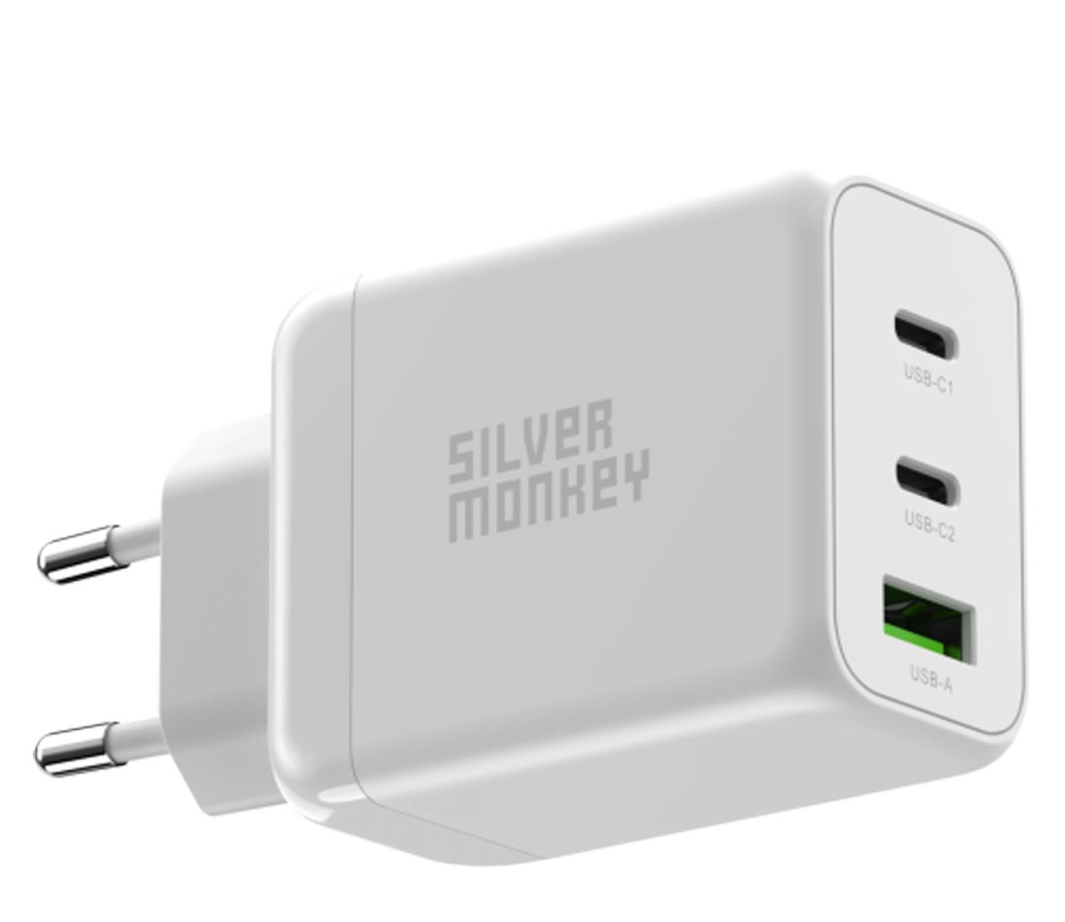 Silver Monkey Ładowarka sieciowa GAN 65W USB-C PD USB A QC 3.0