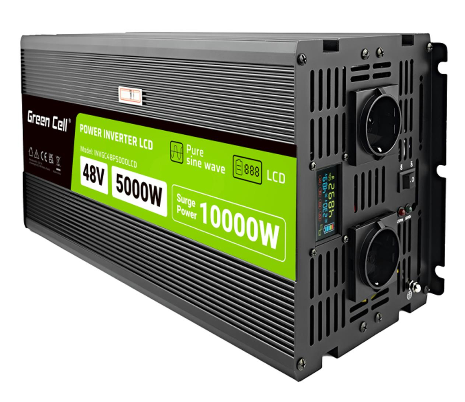 Green Cell PowerInverter LCD 48 V 5000W/10000W (czysty sinus)