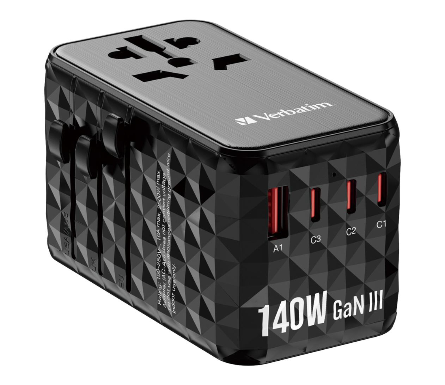 Verbatim Uniwersalny adapter podróżny UTA-10 GaN III USB-C PD 140W QC