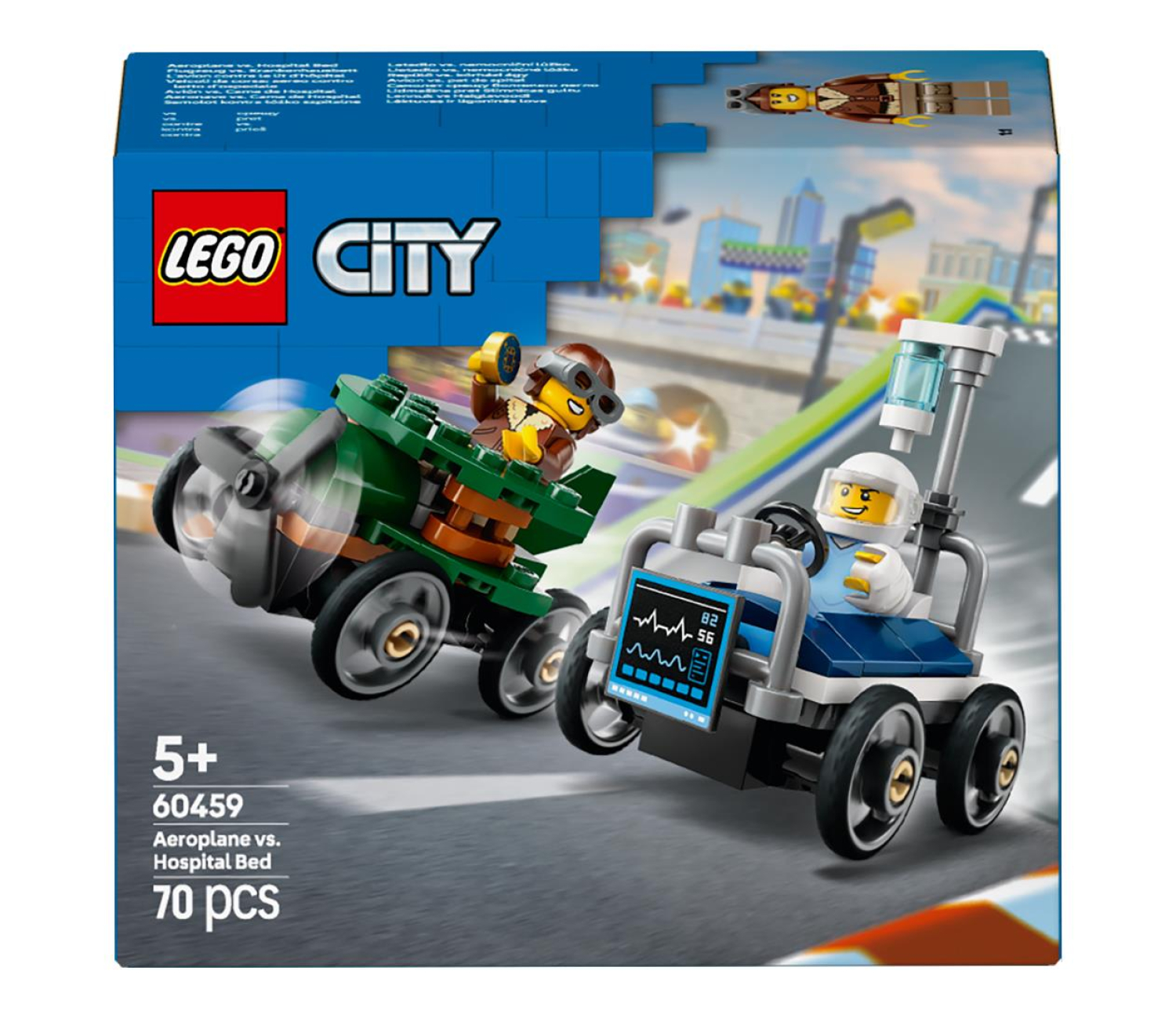 Klocki LEGO City Zestaw wyścigówek: samolot kontra łóżko szpitalne 60459 Wielokolorowy