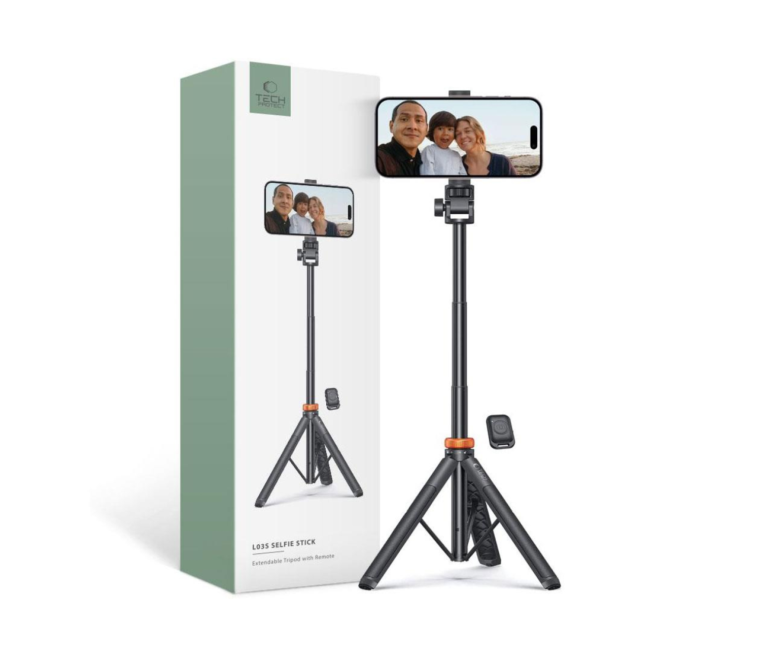Tech-Protect L03S Selfie Stick Tripod Pilot Bluetooth (max 148cm) czarny