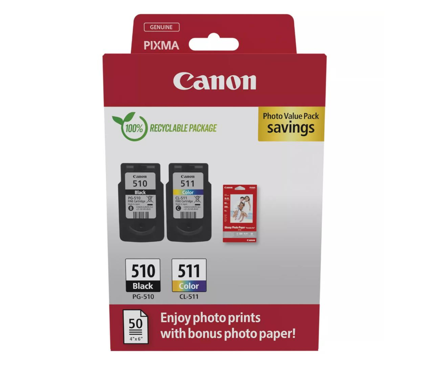 Canon Zestaw 2 tuszów PG-510 + CL-511  + papier foto 50 szt