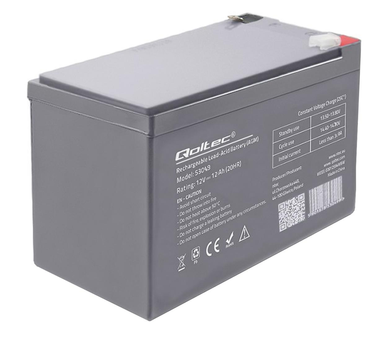 Qoltec Akumulator AGM 12V 12Ah