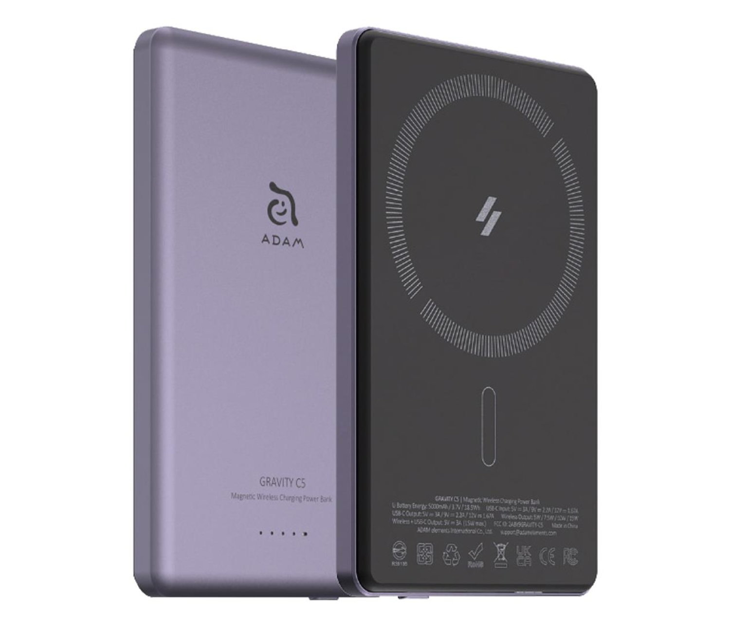Adam Elements Gravity C5 Magnetic Wireless (Ultra Slim) 5000mAh fioletowy