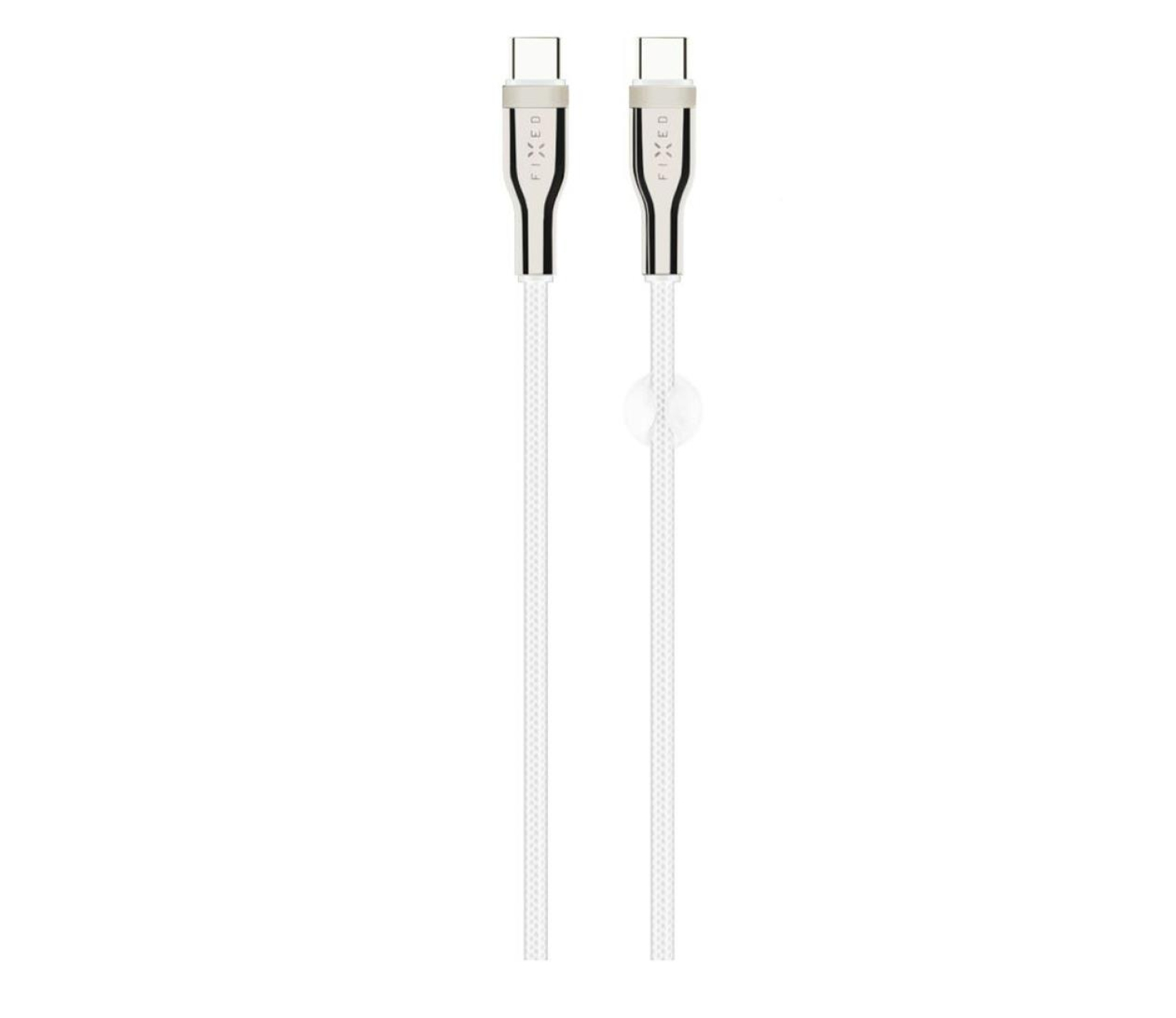 FIXED Pleciony Kabel USB-C/USB-C 0,5m 100W biały