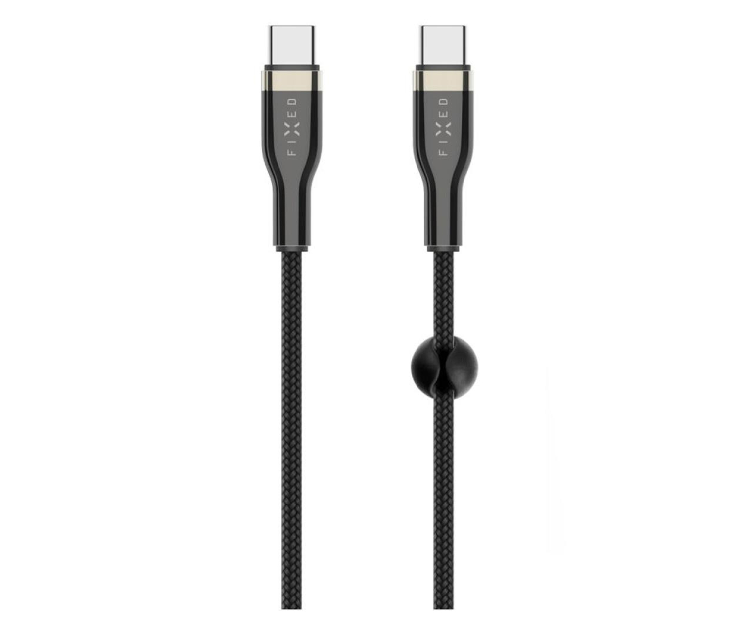 FIXED Pleciony Kabel USB-C/USB-C 1,2m 100W czarny