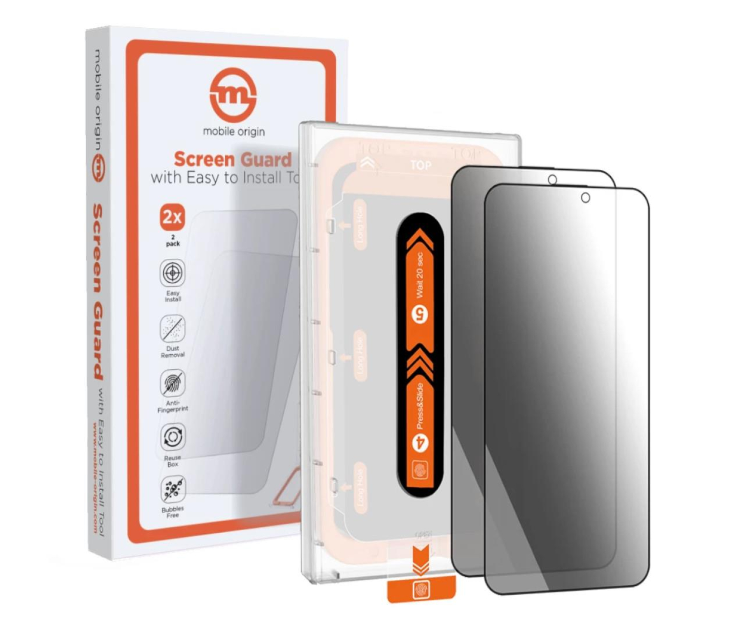 Mobile Origin Privacy Screen Guard iPhone 15 Pro Max easy applicator 2pack