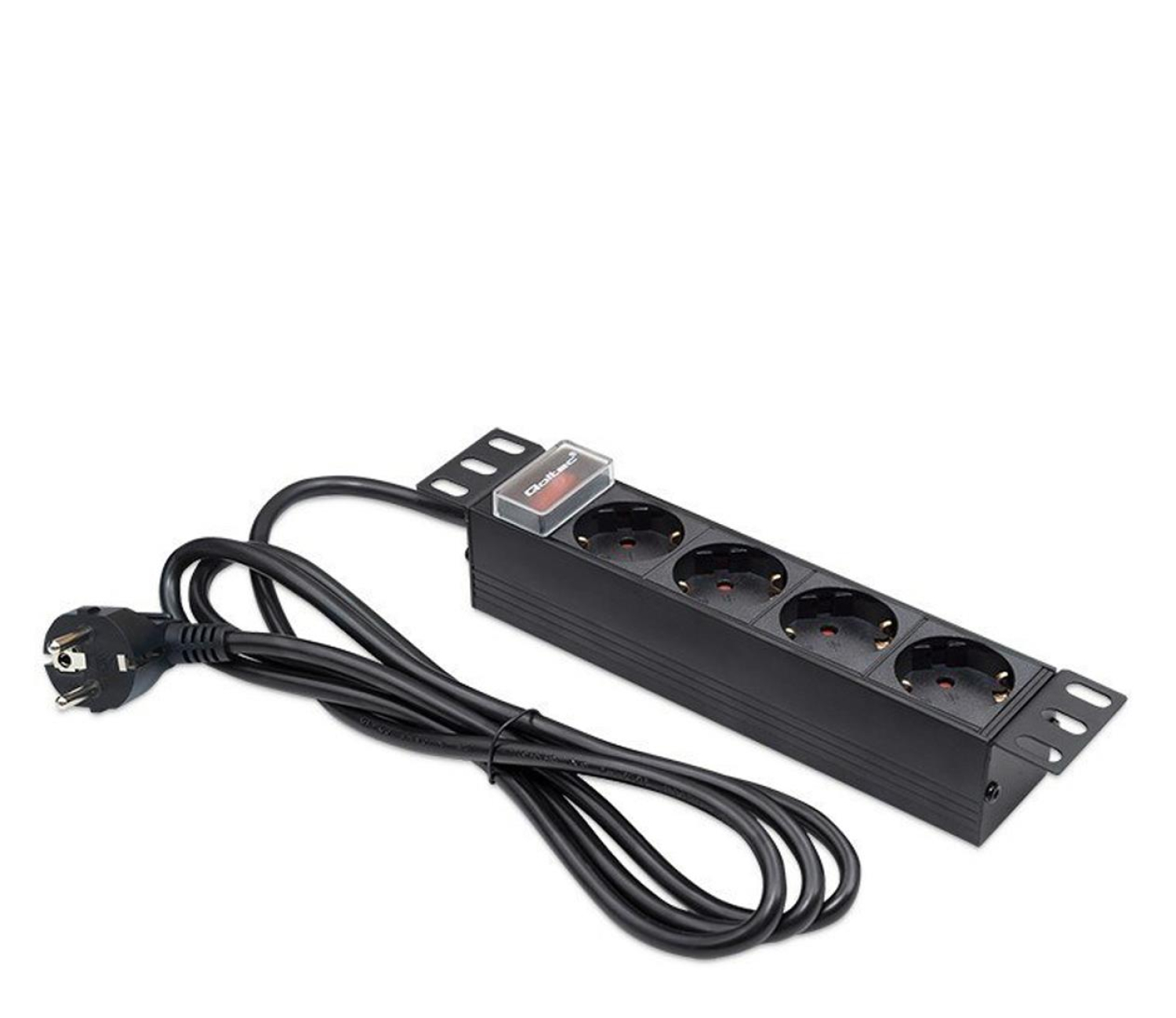 Qoltec Aluminiowa Listwa zasilająca PDU do RACK 10'' 1U 16A 4xSCH