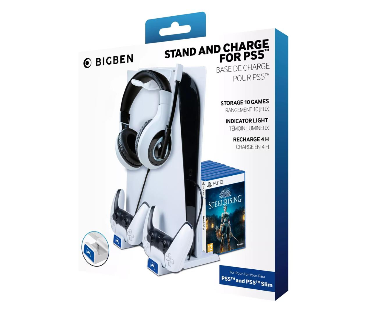 BigBen PS5/PS5 Slim Podstawka na konsolę z ładowarką do DualSense