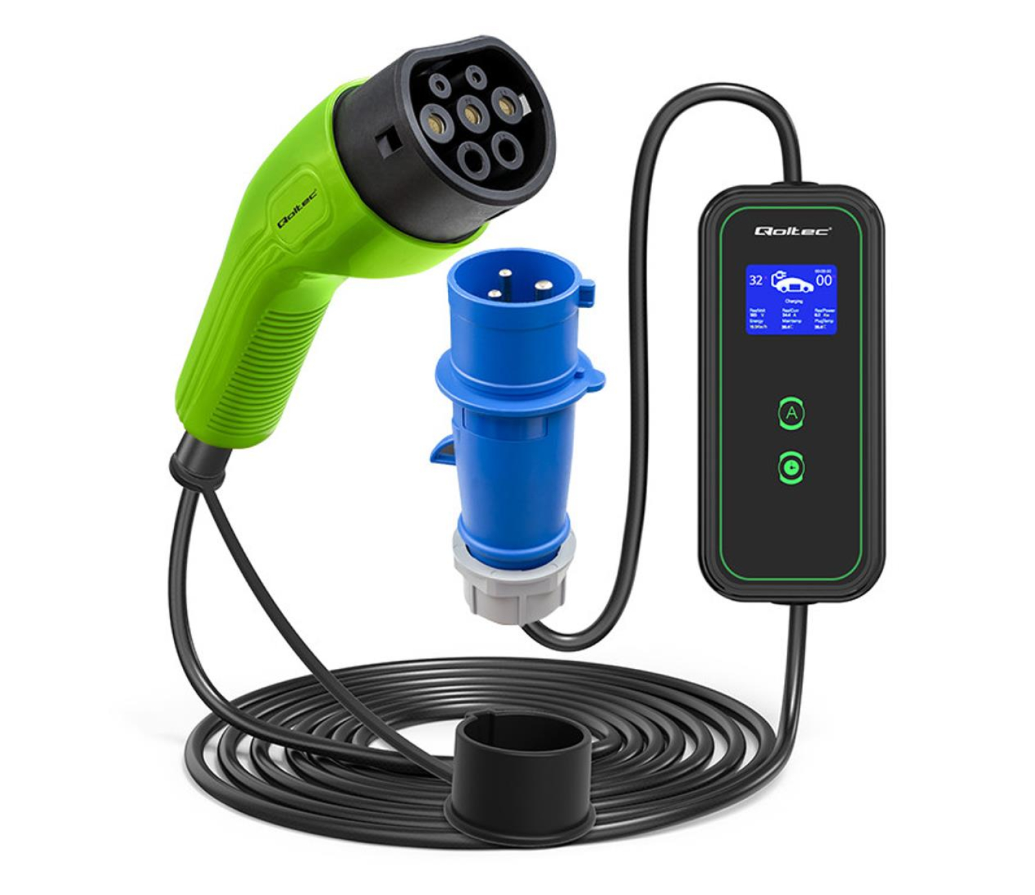 Qoltec Mobilna ładowarka do samochodów EV 2 w 1 typ2 7kW/230V/CEE 3