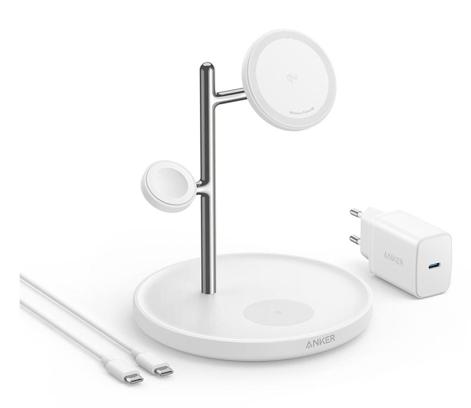 Anker MagGo Wireless Charging Station Qi 2.0 15W 3-in-1 biała