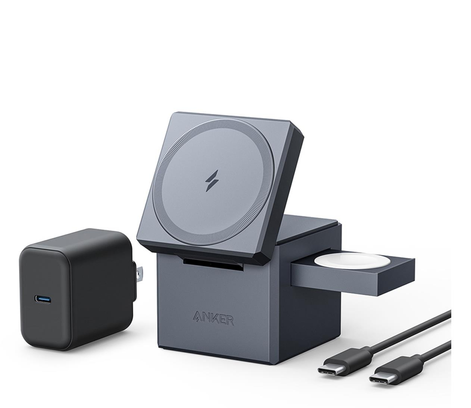 Anker MagSafe Cube 15W 3-in-1 szara