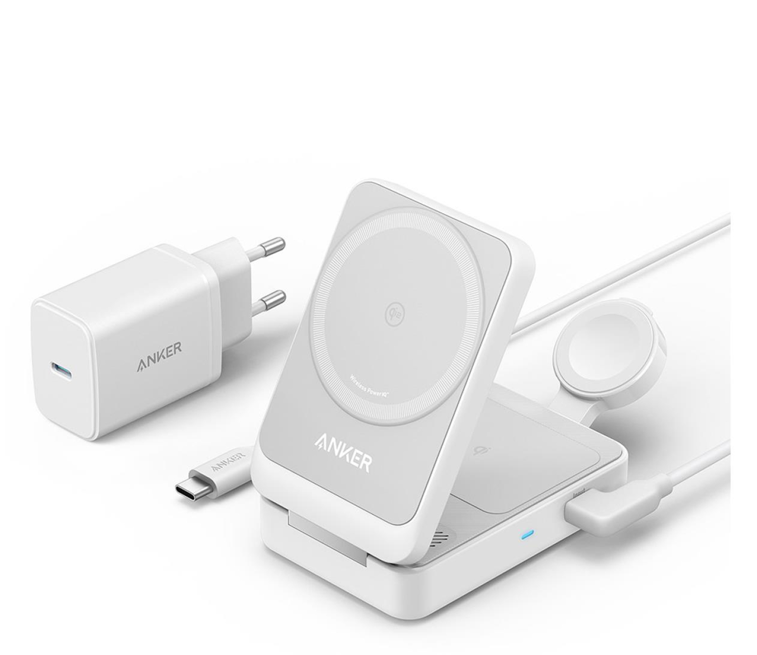 Anker MagGo Wireless Charging Station Qi 2.0 15W 3-in-1 biała