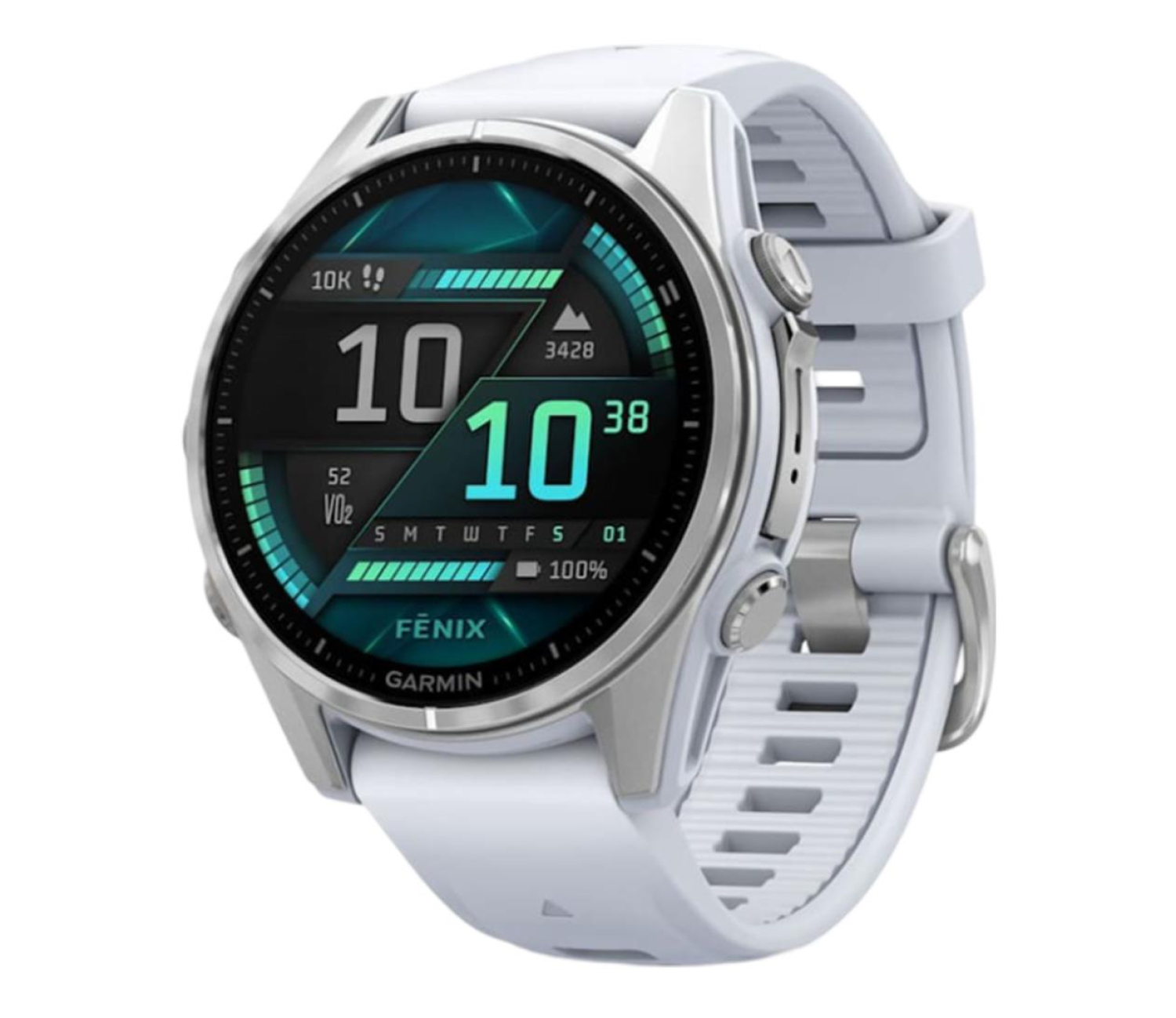Garmin fenix 8 AMOLED 43mm srebrny z białym paskiem
