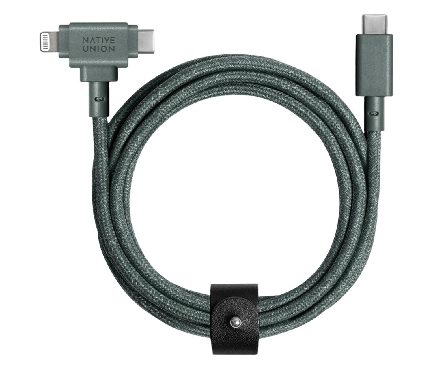 Native Union Belt Cable Duo USB-C – Lightning/USB-C 1,5m slate green