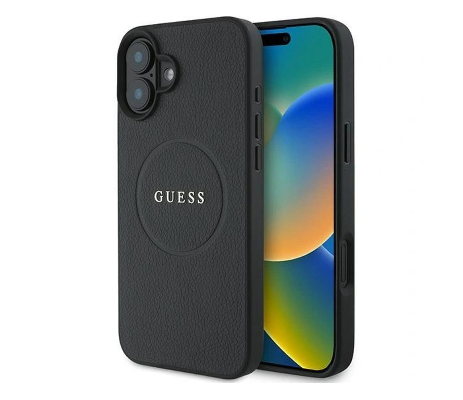 Guess Grained Ring do iPhone 16 Plus czarny