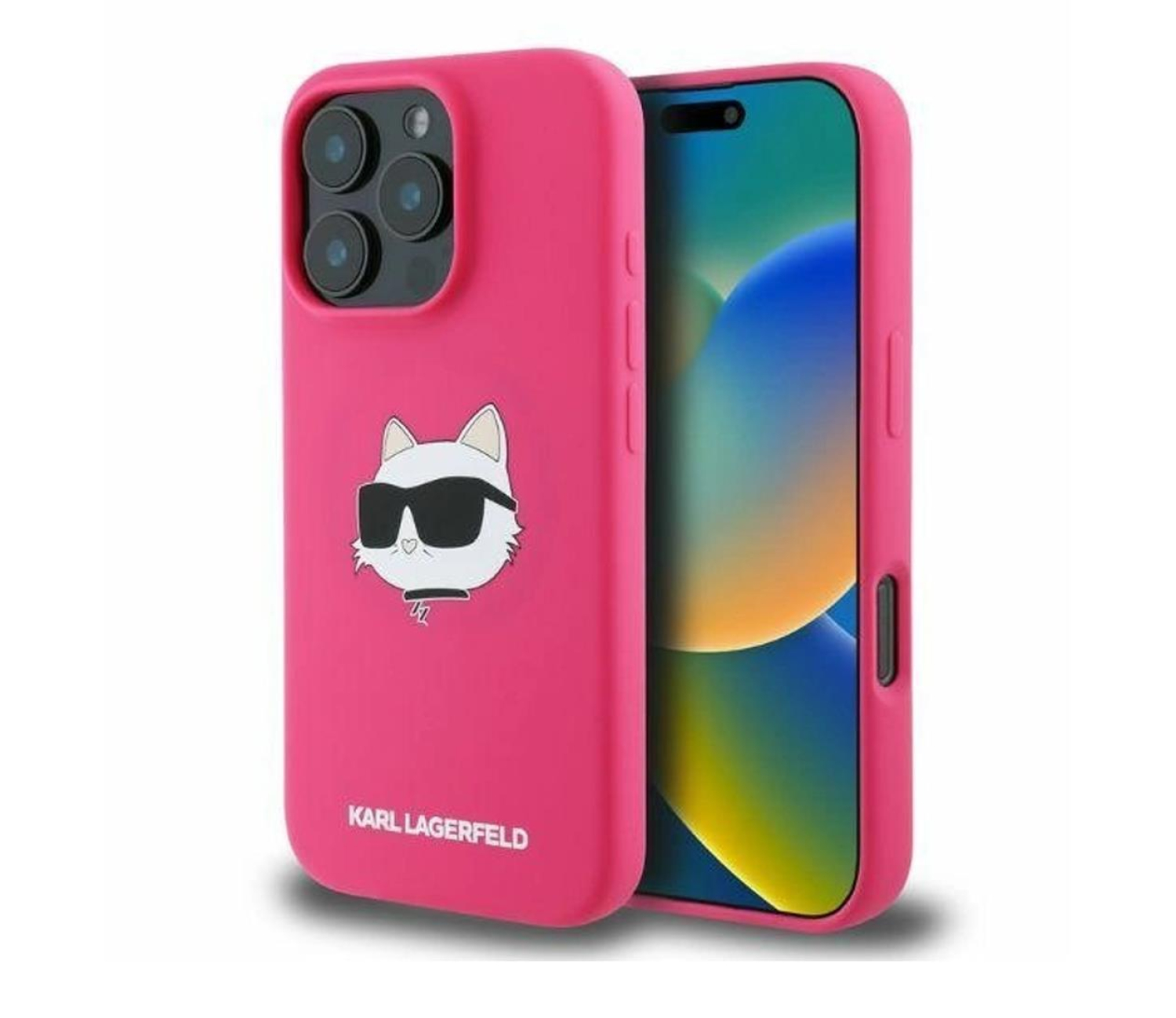 Karl Lagerfeld Silicone Choupette Head Print do iPhone 16 Pro Max fuksja