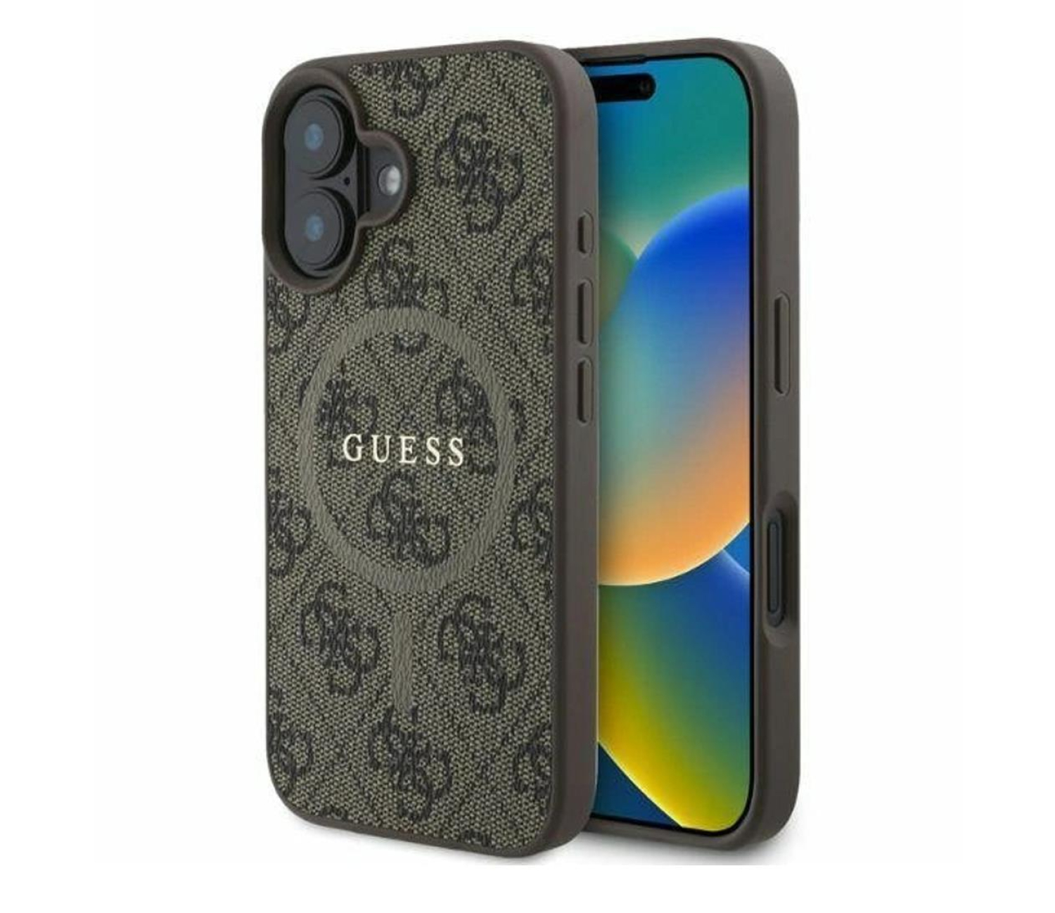 Guess 4G Ring Classic Logo do iPhone 16 brązowy