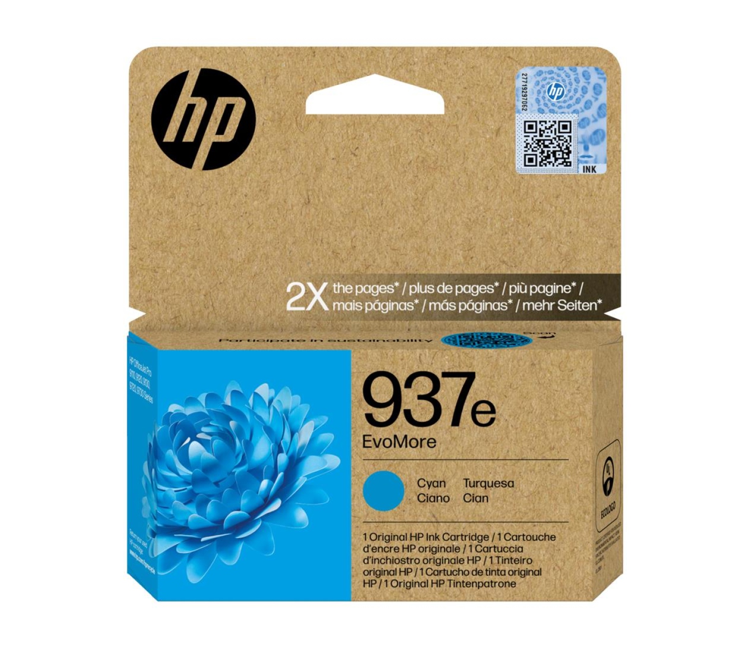 HP 937e EvoMore cyan 1650 str.