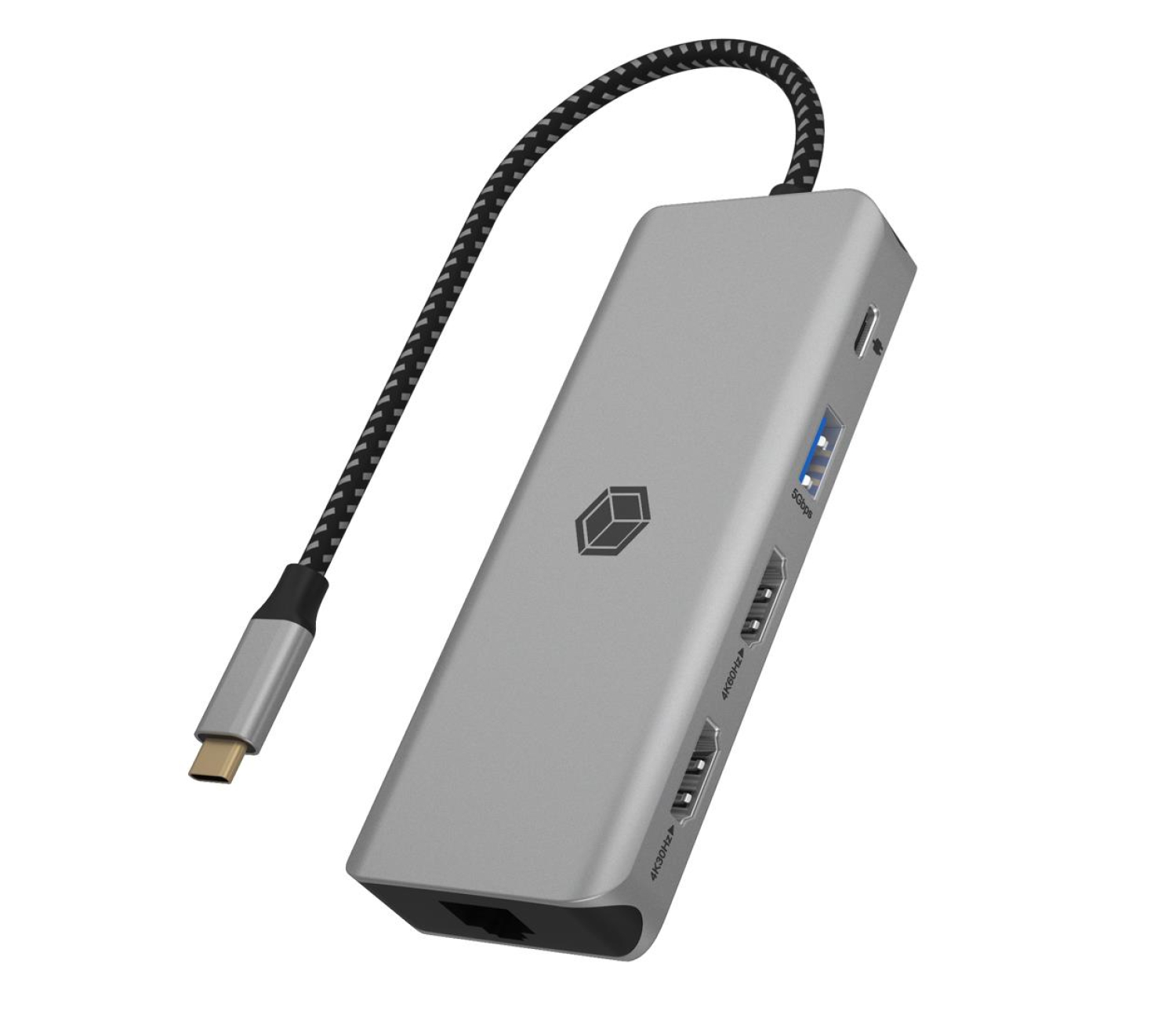 IcyBox Stacja dokująca IB-DK4012-CPD 9w1, 2x HDMI, 4K60Hz, 3xUSB, 100W PD,LAN, Czytnik kart