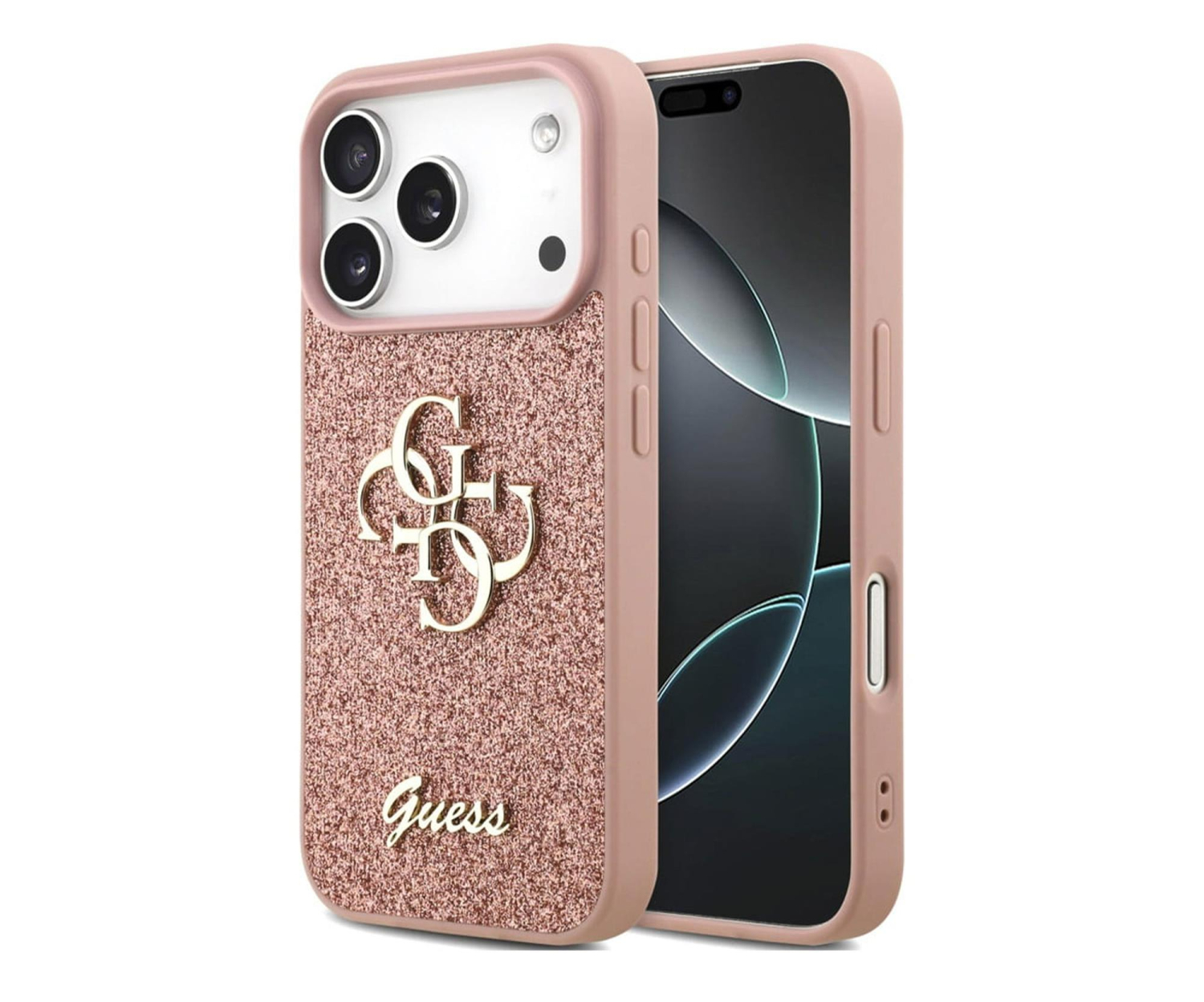 Guess Fixed Glitter Big 4G do iPhone 17 Pro różowy