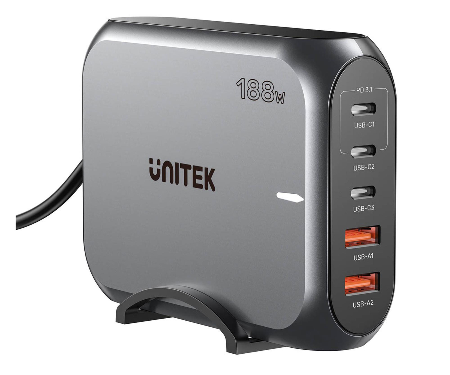 Unitek Szybka ładowarka sieciowa 2xUSB-A 3xUSB-C GAN 188W