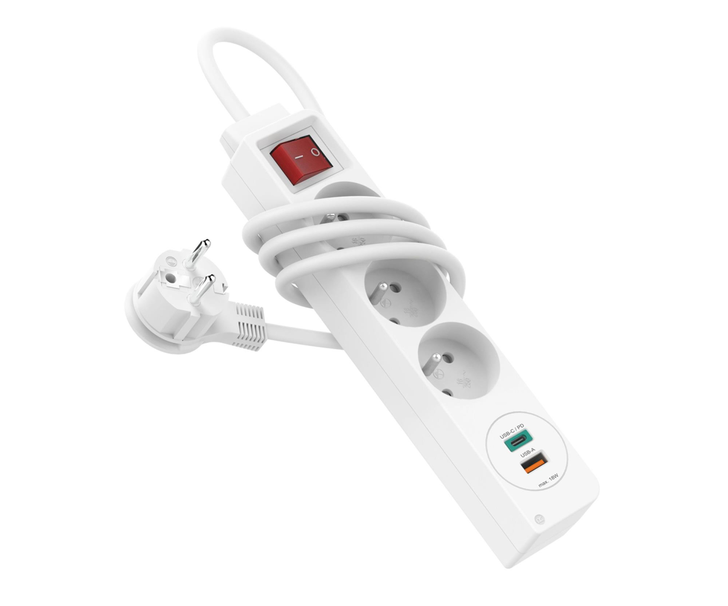Hama Listwa zasilająca 3GN, 2xUSB C/A