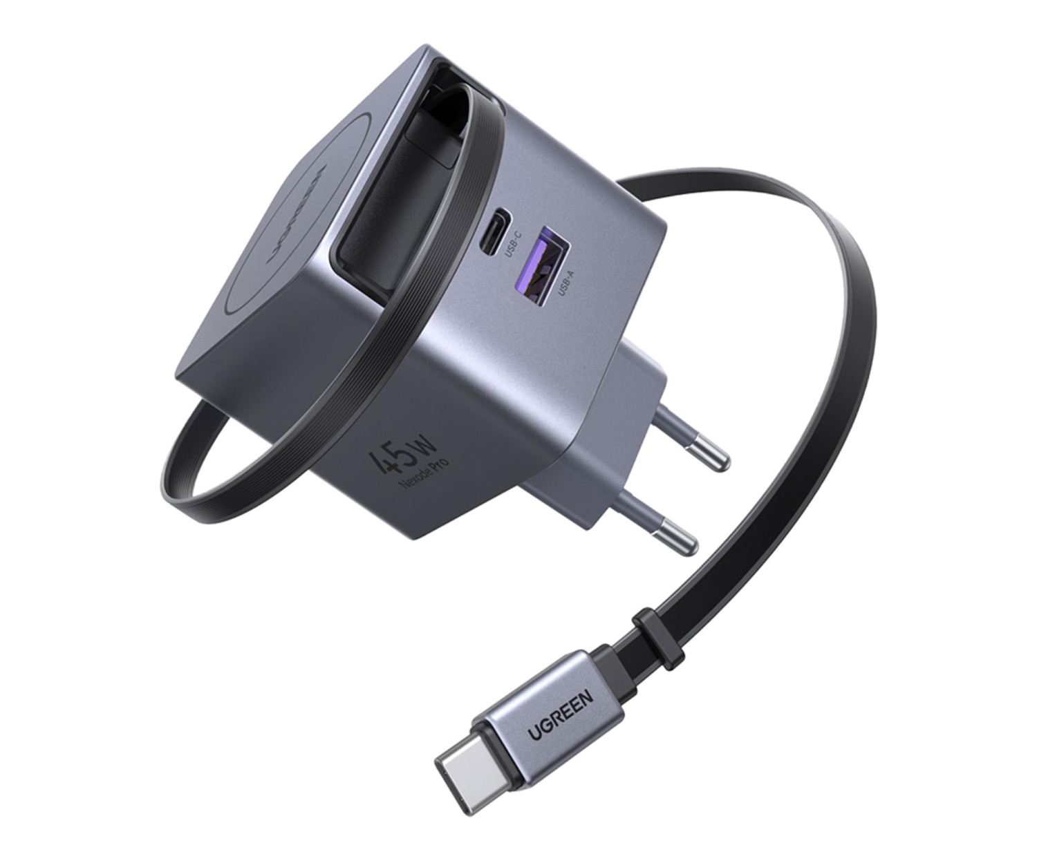 UGREEN Ładowarka sieciowa GaN X614USB-C + USB45W z kablem szara