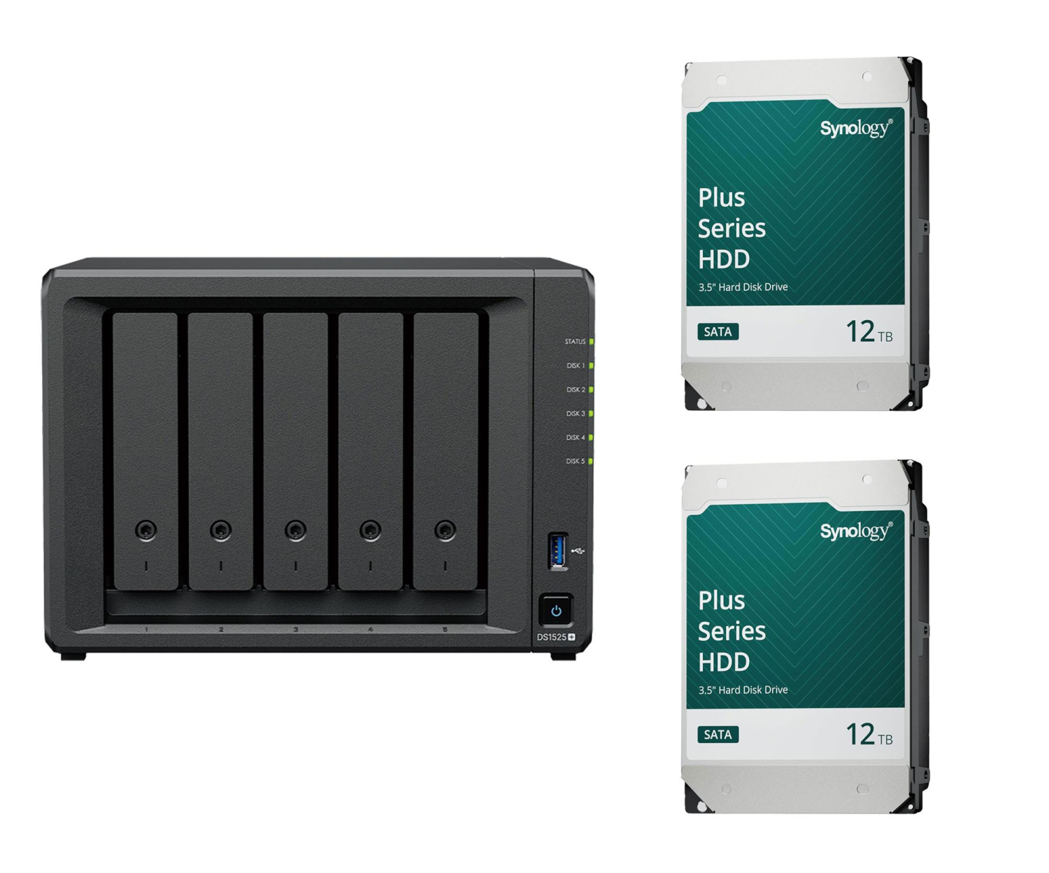 Synology DS1525+ (2x 12TB HDD HAT3310-12T)