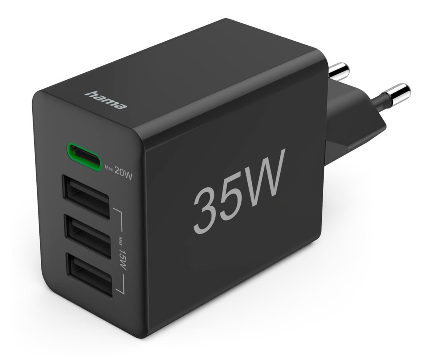 Hama ŁADOWARKA SIECIOWA 35W (3X USB- A, 1X USB-C), CZARNA