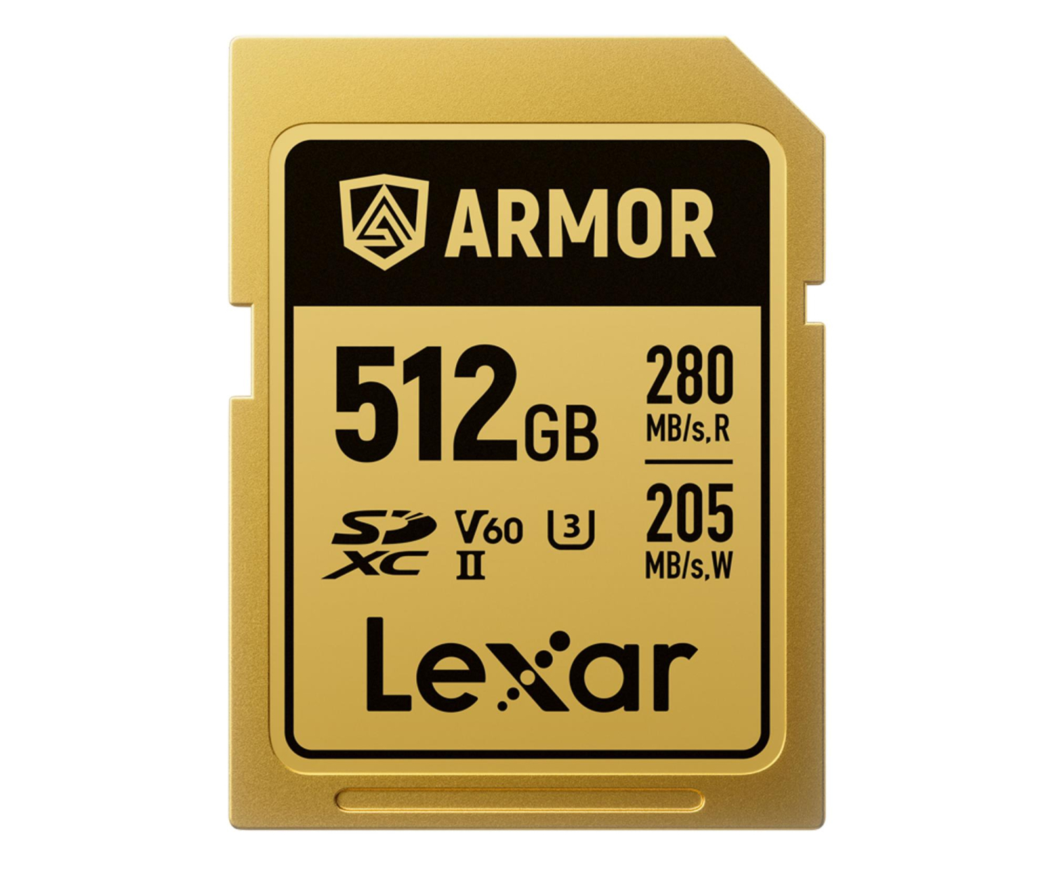 Lexar 512GB SDXC ARMOR Gold UHS-II U3 V60 IP68 Stainless Steel