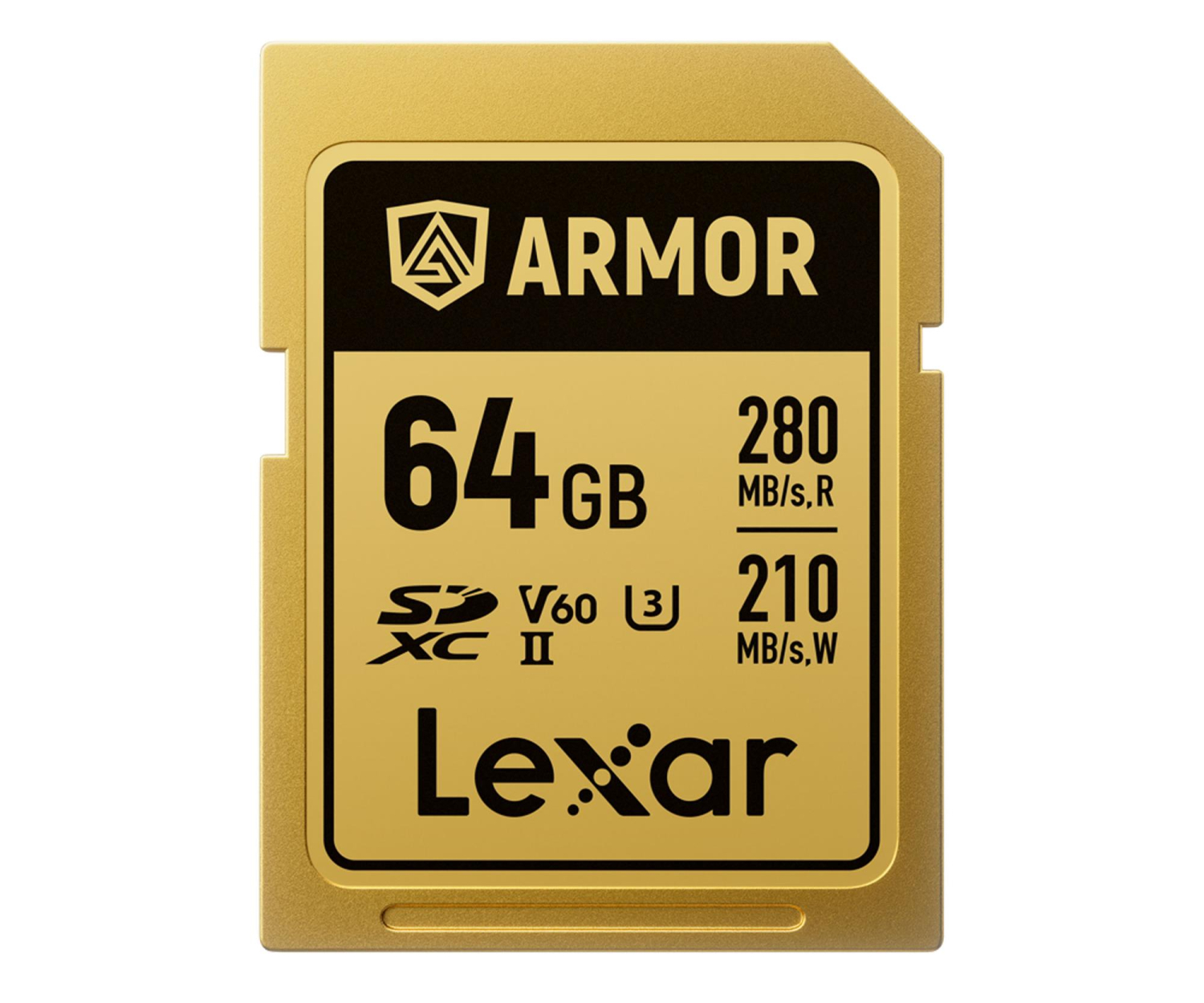 Lexar 64GB SDXC ARMOR Gold UHS-II U3 V60 IP68 Stainless Steel